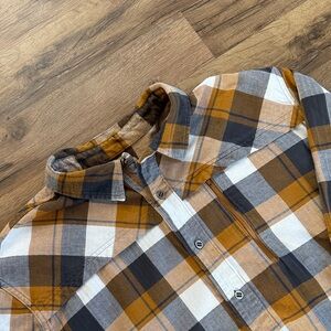 Men's Ascend Plaid Button-Up Shirt - Brown and Gray, Size 2XL